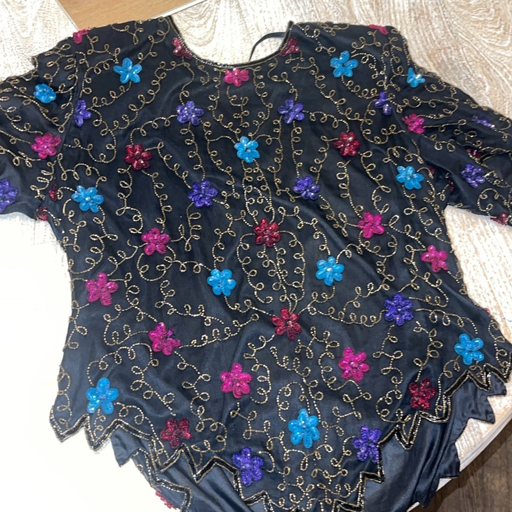 Vintage Laurence kazar sequin top